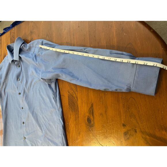 Kenneth Cole Awearness Mens Neck 18.5 LongSleeve ButtonUp Non Iron Slim Fit Blue - Picture 10 of 10